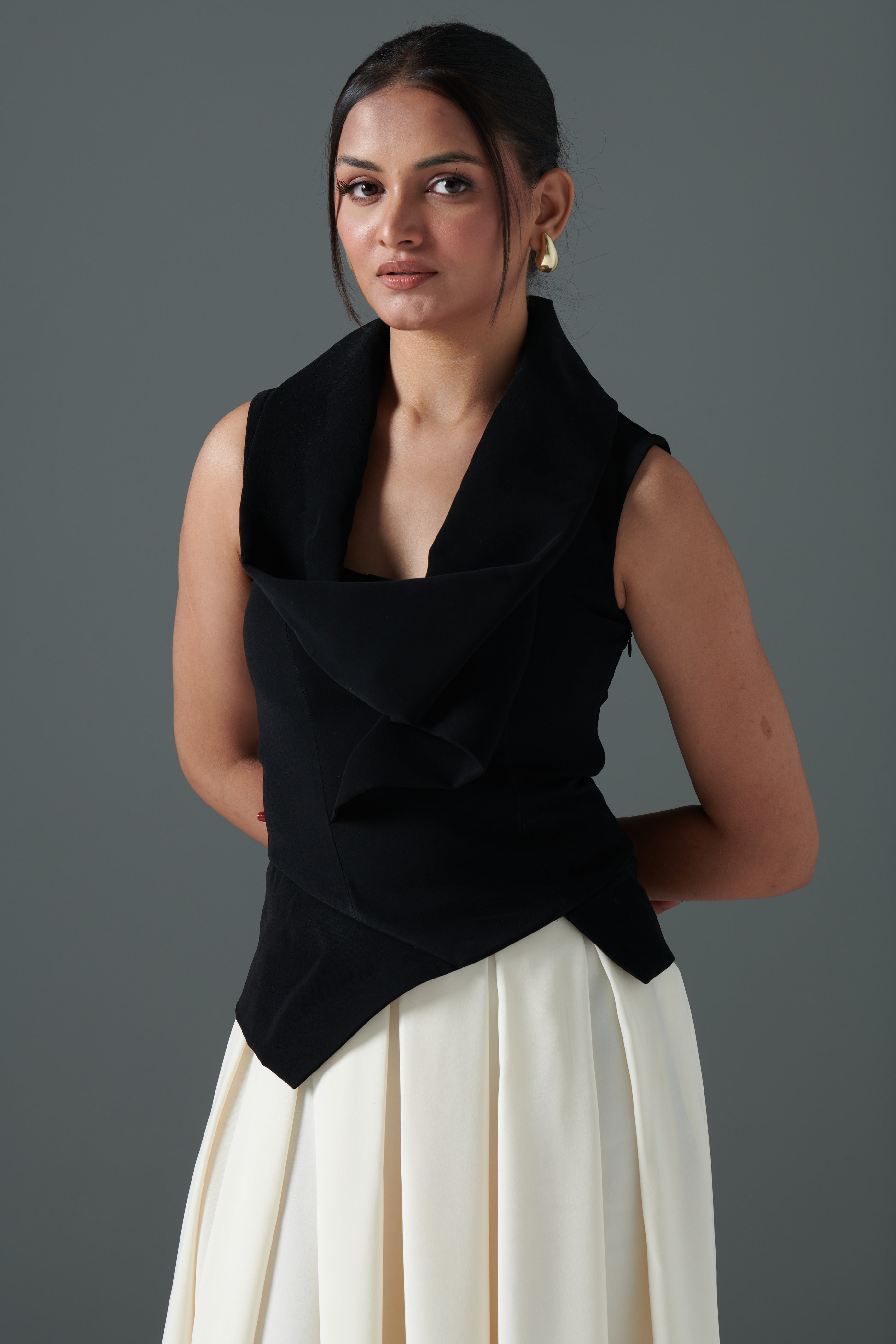 BLACK DRAPE TOP – LabelAnkitaJain